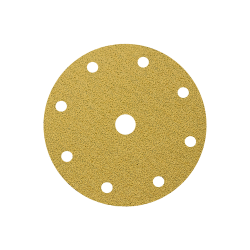 150mm (6") Gold Hook and Loop Paper Sanding Disc 9 Hole-Aluminium Oxide-40-1000 Grits