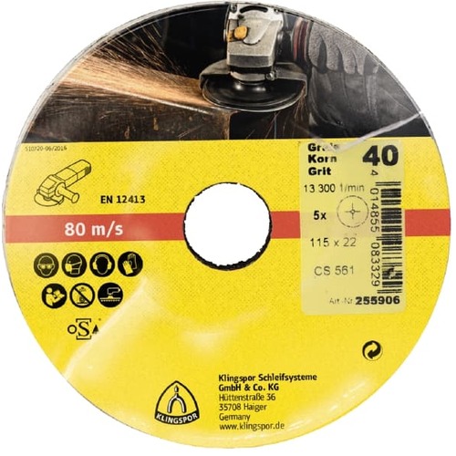 Klingspor Fibre Disc Aluminium Oxide 100 x 16mm CS561 Round Hole - Box of 25