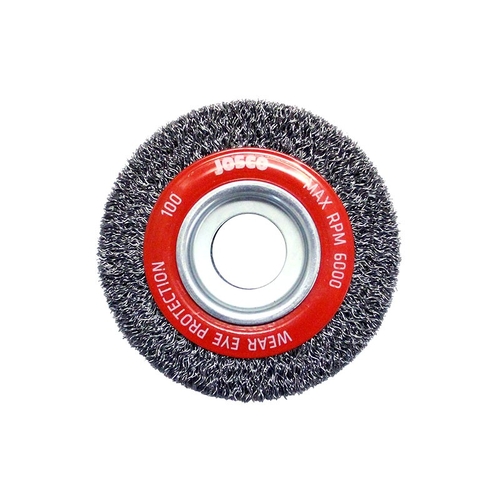 Josco 100mm x 25mm Multi-Bore Crimped Wheel Brush Pack of 2