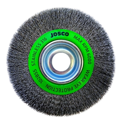 150mm x 19mm Multi-Bore Stainless Steel Crimped Wheel Brush Pack of 2