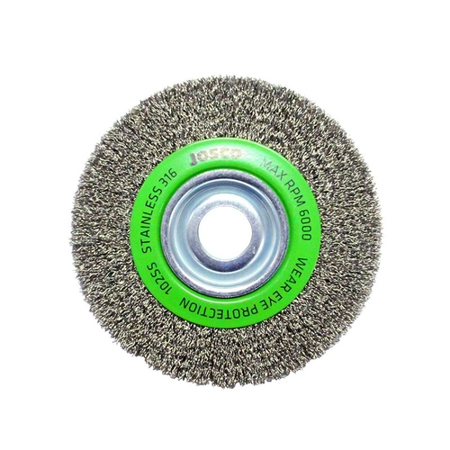 Josco 150mm x 25mm Stainless Steel Multi-Bore Crimped Wheel Brush Pack of 5