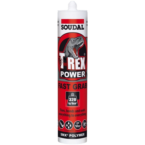 Soudal T-Rex Power Fast Grab Adhesive Sealant 290ml Steel Grey