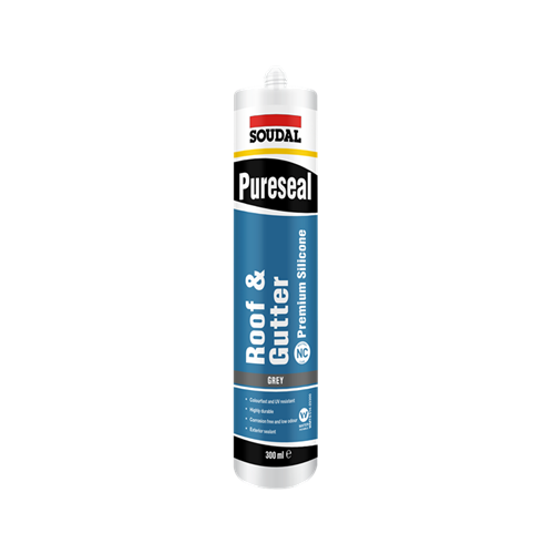 Soudal Pureseal Roof and Gutter Silicone Grey 300ml 132664