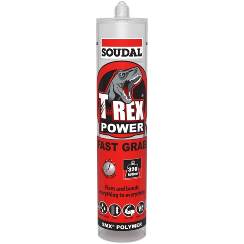 Soudal T-Rex Power Fast Grab Adhesive Sealant 290ml Clear