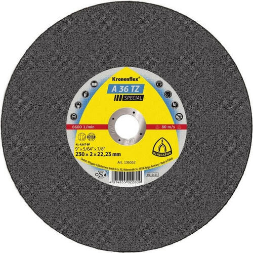 Klingspor Cut Off Wheel Hard 230mm x 2 x 22.23 Box of 25 136552 A36TZ Special