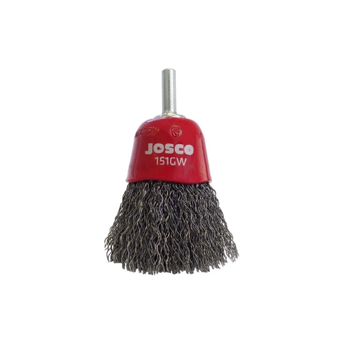 Josco 60mm Heavy Duty Spindle-Mounted Crimped Cup Brush Pack of 2