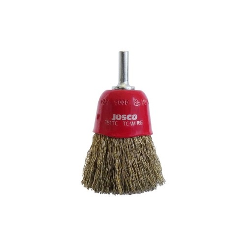 Josco 60mm Heavy Duty Spindle-Mounted Crimped Tyre Cord Cup Brush Pack of 2