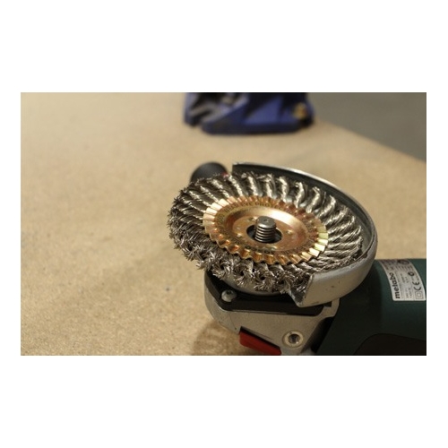Josco 100mm x 12mm Multi-Bore Twistknot Wheel Brush  0.50mm Wire Pack of 2