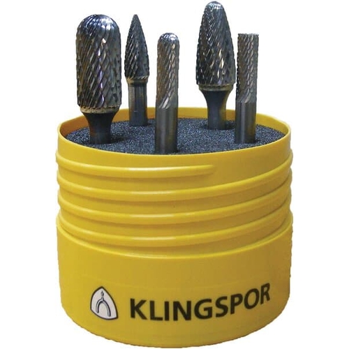 Klingspor Tungsten Carbide Burr 70 x 100mm 6mm Shaft 5-pc Set 309577