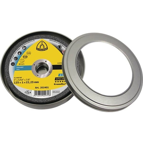 Box of 50 – Klingspor A 60 TZ Special Kronenflex Thin Cut-Off Wheels 125 x 1 x 22.23mm | Stainless Steel & Metal – 310504