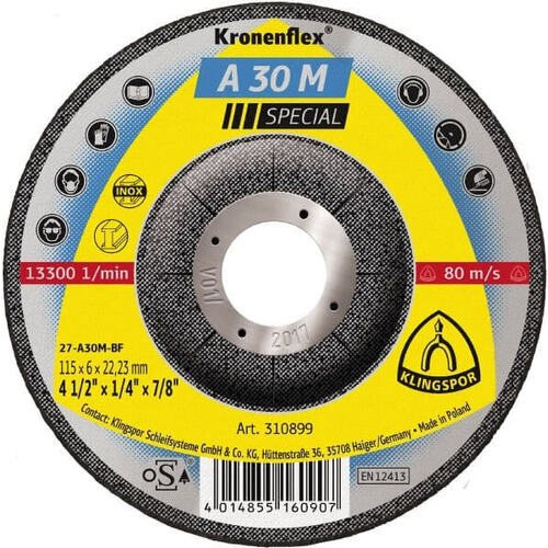 Klingspor Grinding Disc Medium 125mm x 6 x 22.23 Box of 10 310900 A30M