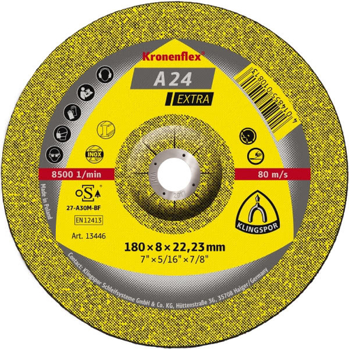 Box of 10 – Klingspor A 24 Extra Kronenflex Grinding Discs 100 x 6 x 16mm | Metal Grinding – 328786