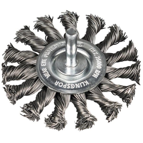 Klingspor - BRS 600 Z Round Shaft Brush Knotted Number Of Rows 1.75 x 12 x 6 mm - 0.5 Steel (Pkt 10) | 358320