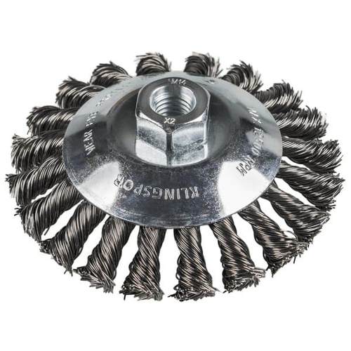 Wire Brush Stainless Steel Bevel Brush 100mm M14 x 2.0 Twit Knot 0.5mm