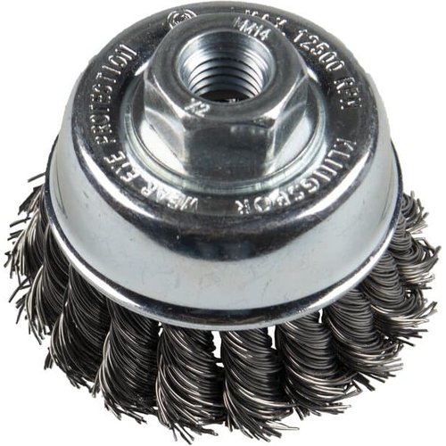 Wire Cup Brush Steel 65mm 0.5mm Wire M14 Thread Twist Knot