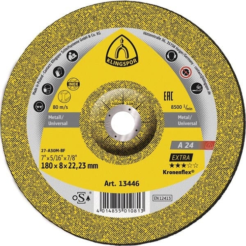 Box of 10 – Klingspor A 24 Extra Kronenflex Grinding Discs 100 x 6 x 16mm Bore | Metal Grinding – 6578
