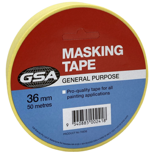 10 Pack - GSA MASKING TAPE 36MM X 50M -70636