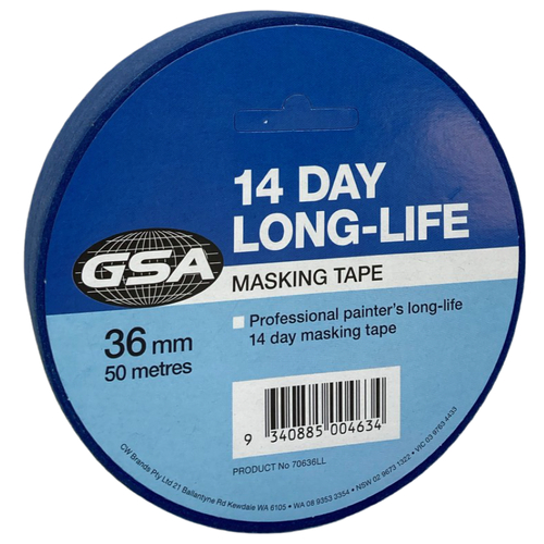 10 Pack - GSA 14-DAY BLUE MASKING TAPE 36MM X 50M - 70636LL
