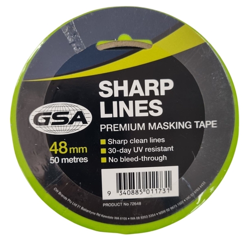 10 Pack - GSA SHARP LINES 30-DAY MASKING TAPE 48MM X 50M - 72648