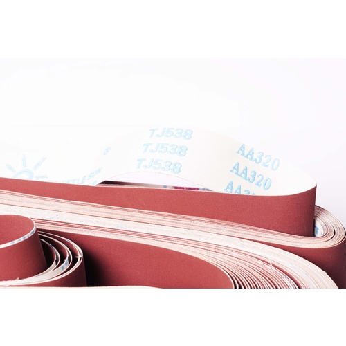 10 Pack- Aluminium Oxide Flexible Sanding Belts 50mm x 2440mm - 120,150, 180, 220, 320, 400 Grits