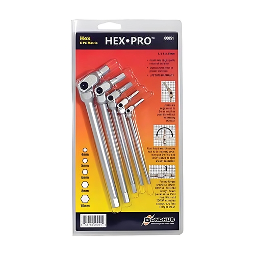 Sutton Tools Bondhus SET 5 CHROME HEX-PRO WR 4-10M CLAM ROY - BD00051