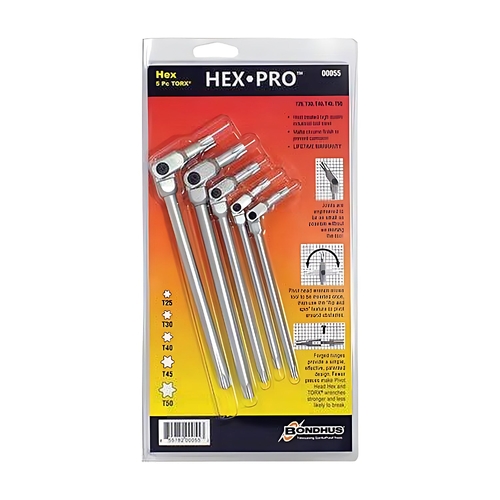 Sutton Tools Bondhus SET 5 CHROME STAR HEX-PRO T25-T50 ROY - BD00055