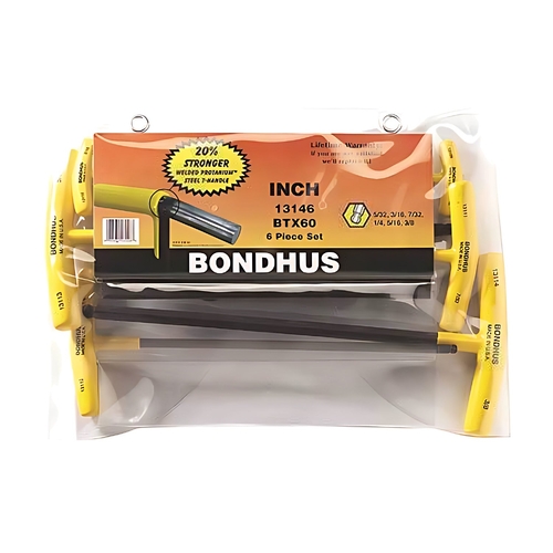 Sutton Tools Bondhus SET 6 BALL END T-HANDLE 5/32-3/8" POUCH - BD13146