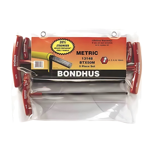 Sutton Tools Bondhus SET 5 BALL END T-HANDLE 4-10MM POUCH - BD13148