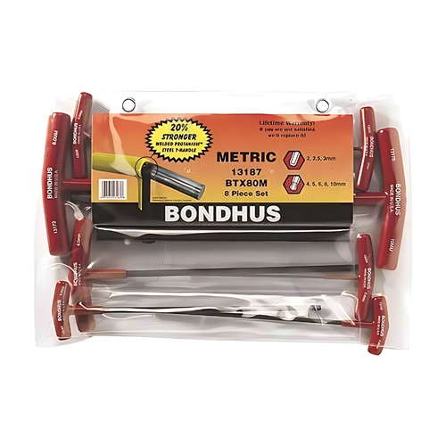 Sutton Tools Bondhus SET 8 BALL/HEX T-HANDLE 2-10MM POUCH - BD13187
