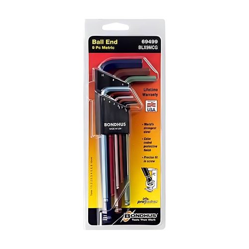 Sutton Tools Bondhus SET9 COLORGRD BALL END L-WR 1.5-10MM - BD69499