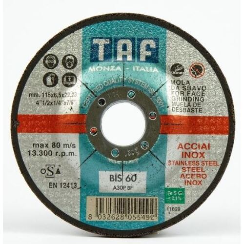 TAF 5" 125x6.5x22mm Metal Grinding Discs for Angle Grinding-25 Pack