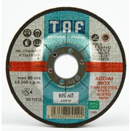 Pack of 25-TAF 5" 125x6.5x22mm Metal Grinding Discs for Angle Grinding