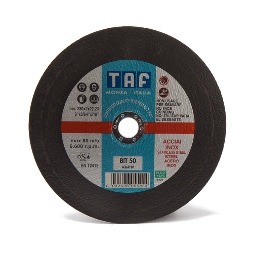 Pack of 5-TAF 9", 230mm X 2.0mm Angle Grinder Metal Cutting Discs