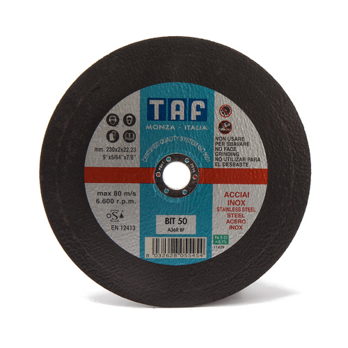 TAF 9", 230mm X 2.0mm Angle Grinder Metal Cutting Discs- 5 Pack
