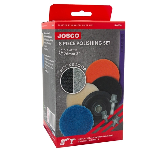 JOSCO 76mm Hook & Loop Polishing Pad Set - 8 Piece JP0060