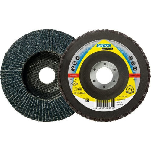 10 Pack- Klingspor Zirconia 6-Degree 125mm x 22.23mm Flap Disc Special - Stainless Steel SMT926