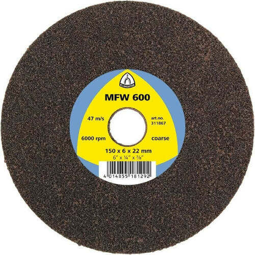 5 Pack- Klingspor 150mmx 25mm Silicon Carbide Non-Woven Web Flap Disc for Steel MFW600