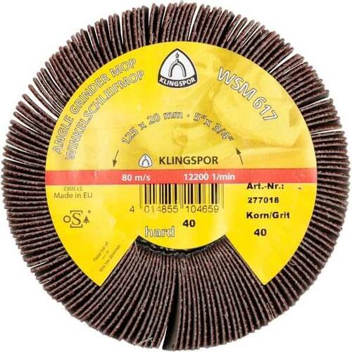 Klingspor 125 x 20mm Angle Grinder Flap Wheel (M14) for Steel,Wood,Plastic WSM617