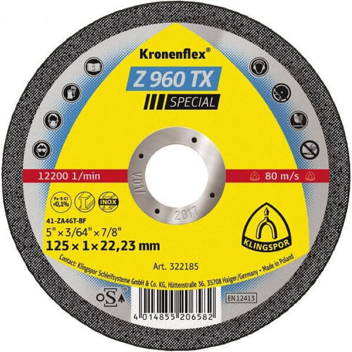 Klingspor Cut-Off Wheel (Special) Hard Grit for Alloys/Titanium Z960TX