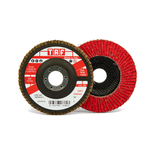 TAF 5" 125mm Ceramic Flap Flat Heavy Duty Discs for Angle Grinder -20 Pack