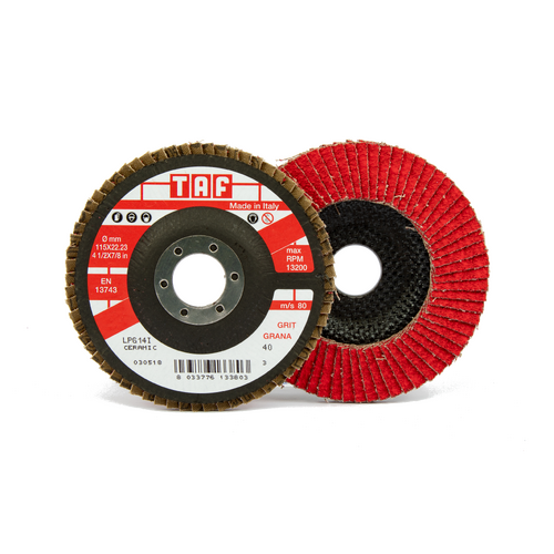 TAF 5" 125mm Ceramic Flap Flat Heavy Duty Discs for Angle Grinder -20 Pack