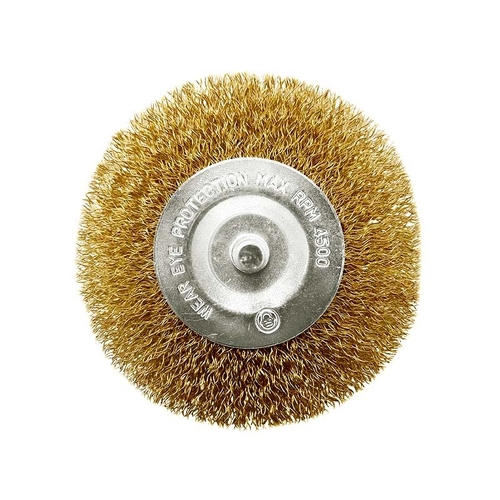 Tomcat 100mm Brass Coated HD Steel Spindle-Mounted Wheel Brush Pack of 3